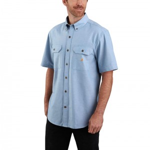 AZURE Men Carhartt Loose Fit Midweight Chambray-Sleeve Shirts | VGN-147806