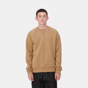 Beige Men Carhartt Chase Sweatshirt | FME-701895