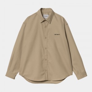 Beige Men Carhartt Module Script Shirts | MRF-243561