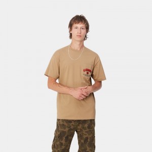 Beige Men Carhartt Super Tired T-Shirt | KAL-735981