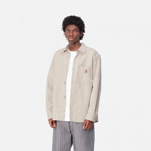 Beige Men Carhartt Walter Shirt Jackets | XJT-534782