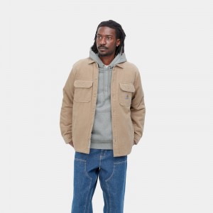 Beige Men Carhartt Whitsome Shirt Jackets | XJU-083192