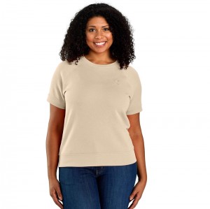 Beige Women Carhartt TENCEL™ Fiber Series Relaxed Fit French Terry-Sleeve Sweatshirt | MHC-390715