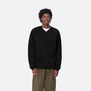 Black Men Carhartt Bolan V-Neck Sweatshirt | JZB-793680