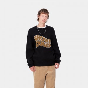 Black Men Carhartt Brown Ducks Sweatshirt | MZO-105672