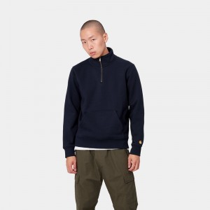 Black Men Carhartt Chase Neck Zip Sweatshirt | UIJ-791524