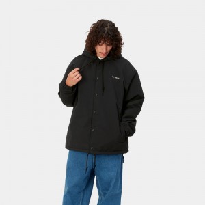 Black Men Carhartt Hooded Coach Jackets | TMG-035284