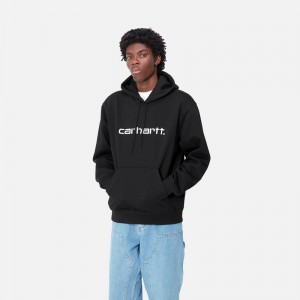 Black Men Carhartt Hooded Hoodie | XVD-285347