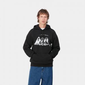 Black Men Carhartt Hooded Pepe Friends Hoodie | EOT-785432