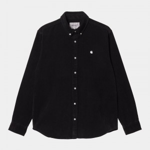 Black Men Carhartt Madison Fine Cord Shirts | PQJ-915864