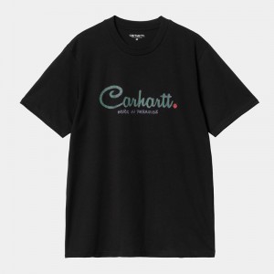 Black Men Carhartt Paradise Script T-Shirt | EMG-692185