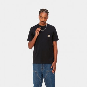 Black Men Carhartt Pocket T-Shirt | ZBA-910428