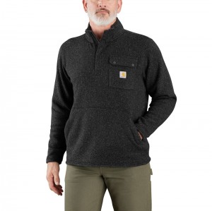 Black Men Carhartt Relaxed Fit Midweight Quarter-Zip Pocket Fleece Sweatshirt | PNA-264931