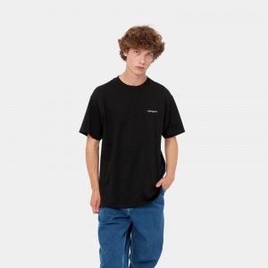 Black Men Carhartt Script Embroidery T-Shirt | VNX-120749