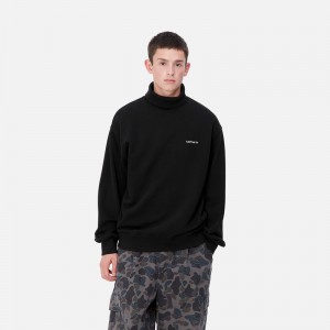 Black Men Carhartt Script Mockneck Sweatshirt | WZN-759243