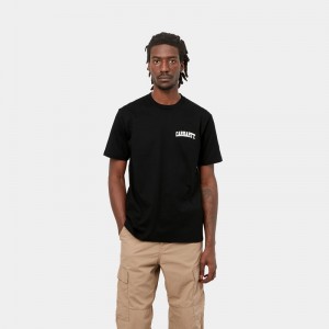 Black Men Carhartt University Script T-Shirt | GDW-170329