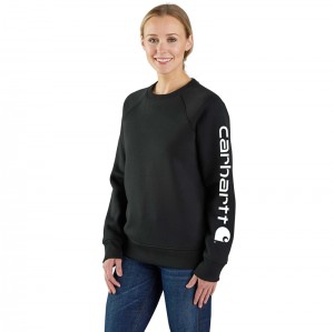 Black Women Carhartt Relaxed Fit Midweight Graphic Crewneck Sweatshirt | PUF-826749