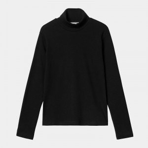 Black Women Carhartt Signature Mockneck T-Shirt | PGL-694120