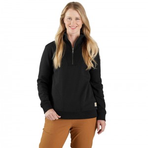 Black Women Carhartt TENCEL™ Fiber Series Relaxed Fit Half-Zip Sweatshirt | YFG-149803