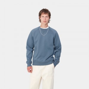 Blue Men Carhartt Chase Sweatshirt | ZAV-326098