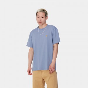 Blue Men Carhartt Chase T-Shirt | VOY-291406