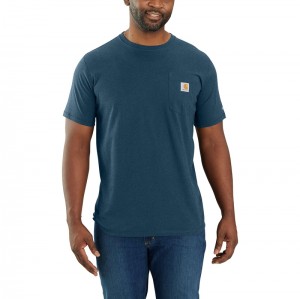 Blue Men Carhartt Force® Relaxed Fit Short-Sleeve Pocket T-Shirt | SUA-791603