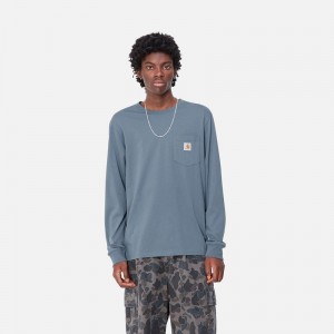 Blue Men Carhartt Pocket Sweatshirt | HPE-596823