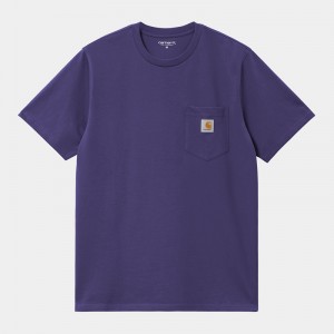 Blue Men Carhartt Pocket T-Shirt | VRU-386472