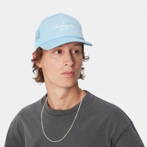 Blue Men Carhartt Signature Trucker Hats | BQK-842596