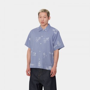 Blue Men Carhartt Stamp Shirts | KAH-530196