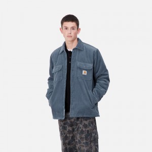 Blue Men Carhartt Whitsome Shirt Jackets | FIV-510729