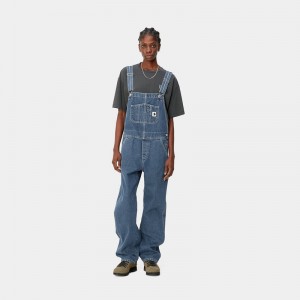 Blue Women Carhartt Bib Straight Overalls | ZWC-208541