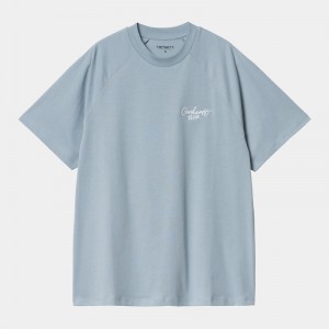 Blue Women Carhartt Signature T-Shirt | JAT-342608