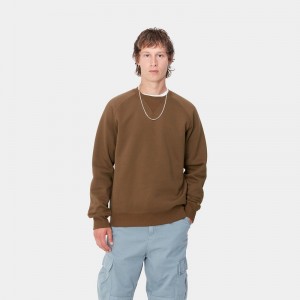 Brown Men Carhartt Chase Sweatshirt | MIE-835706