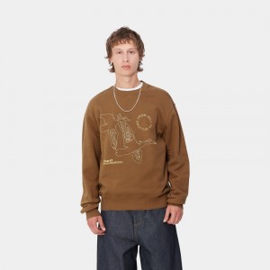 Brown Men Carhartt Flying Ducks Sweatshirt | ZCH-159864