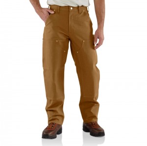 Brown Men Carhartt Loose Fit Firm Duck Double-Front Utility Work Pants | JWS-195026