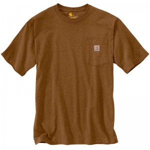 Brown Men Carhartt Loose Fit Heavyweight Short-Sleeve Pocket T-Shirt | CUG-356401