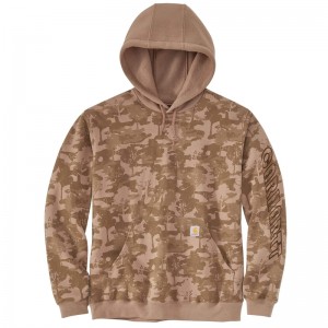 Brown Men Carhartt Loose Fit Midweight Camo Logo Graphic Sweatshirt | ZPB-018725