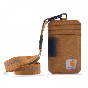 Brown Men Carhartt NYLON DUCK ID HOLDER AND LANYARD Wallets | NLB-817562