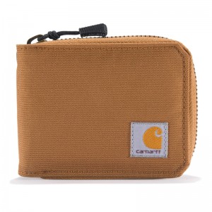 Brown Men Carhartt Nylon Duck Zipper Wallets | JRX-352469