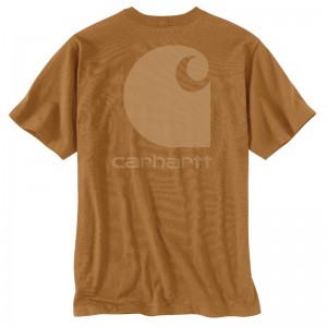 Brown Men Carhartt Relaxed Fit Heavyweight Short-Sleeve Pocket C Graphic T-Shirt | PUD-459617