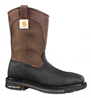 Brown Men Carhartt Rugged Flex® Square Toe Waterproof 11" Steel Toe Wellington Boots | OXZ-362097