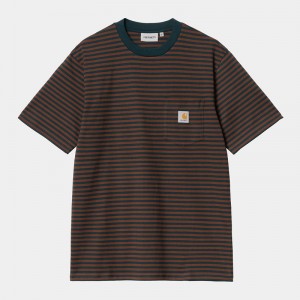 Brown Men Carhartt Verner Pocket T-Shirt | MCS-736518