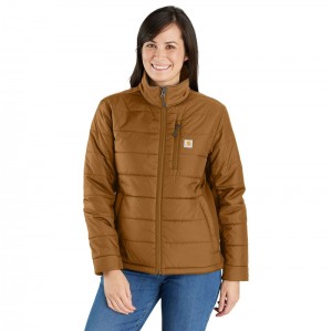 Brown Women Carhartt Lightweight Puffer Jackets | QZW-536019