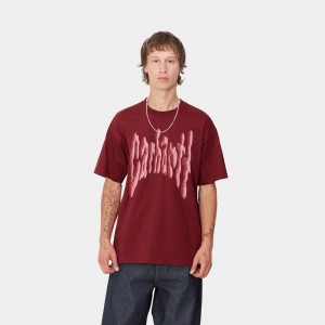 Burgundy Men Carhartt Goo T-Shirt | LIA-219745