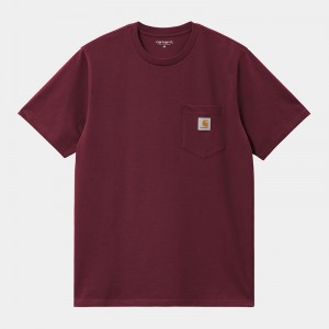 Burgundy Men Carhartt Pocket T-Shirt | RAV-042317