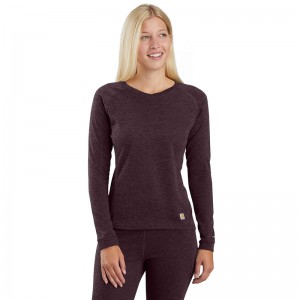 Burgundy Women Carhartt Base Layer Thermal Shirts | XMG-278914