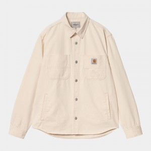 Cream Men Carhartt Glenn Shirt Jackets | WAF-637051