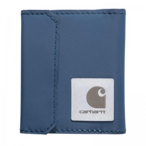 Dark Blue Men Carhartt Water Repel Fold-Over Wallets | OFB-145768