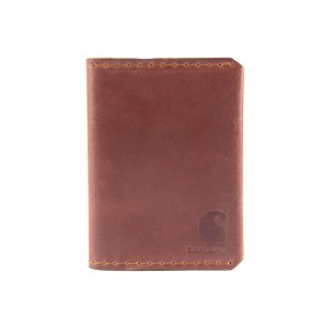 Dark Brown Men Carhartt Craftsman Leather Bifold Wallets | PGM-075614